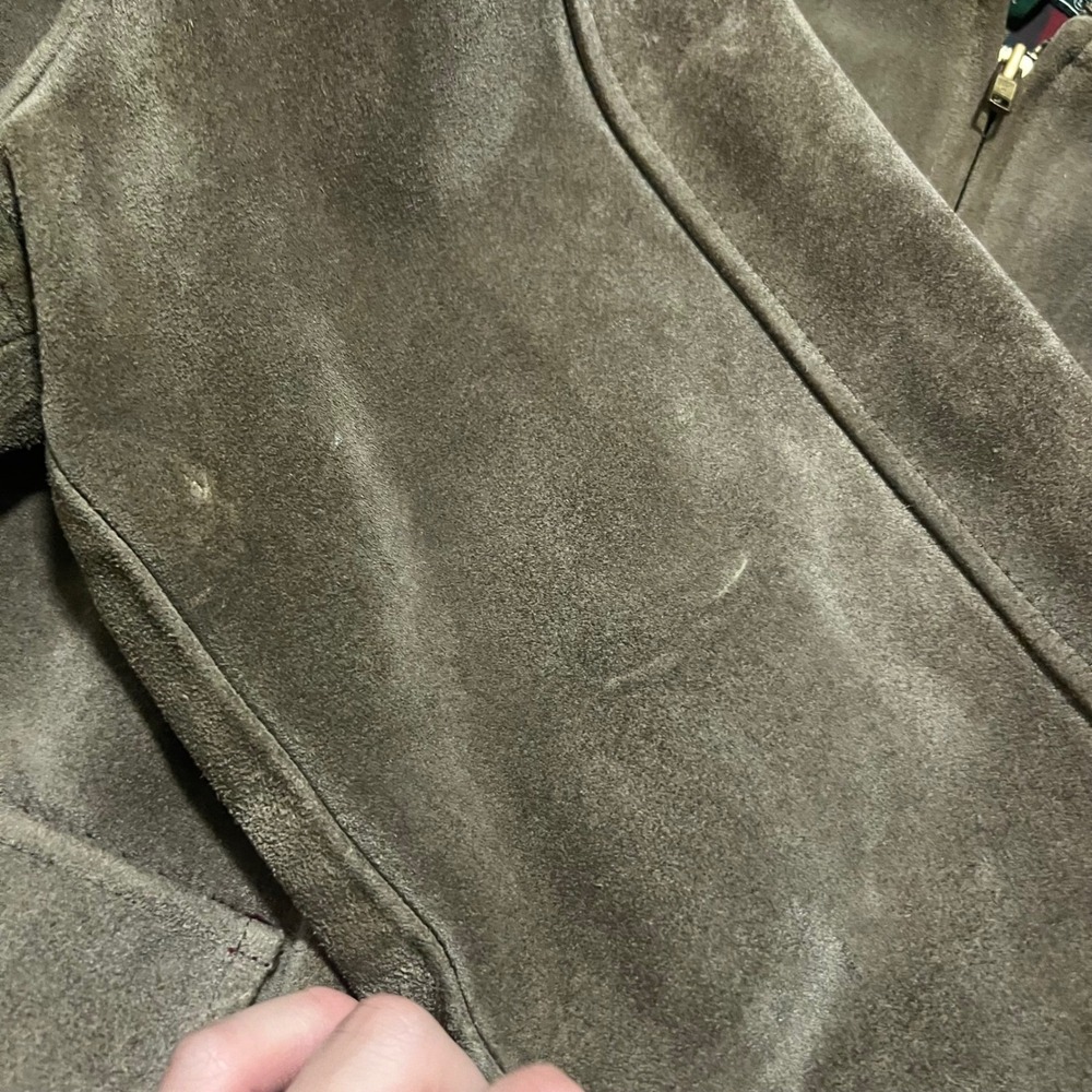 Polo Country‎ Ralph Lauren Vintage Suede Leather Bomber Jacket Tan Mens Large - Picture 8 of 10